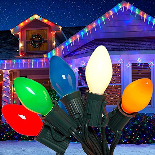 Christmas String Lights Outdoor Indoor String Lights 25Ft C7 Ceramic Vintage Multicolor Lights with 27 Colorful Incandescent Bulbs (2 Spare) for Christmas Halloween Party Backyard Wedding Decoration Christmas String Lights Outdoor Indoor String Lights 25Ft C7 Ceramic Vintage Multicolor Lights with 27 Colorful Incandescent Bulbs (2 Spare) for Christmas Halloween Party Backyard Wedding Decoration