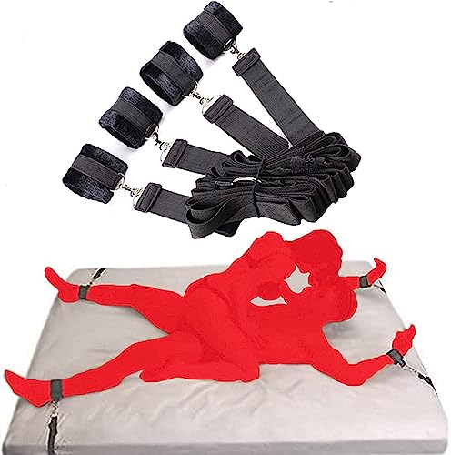 Bed Restraints and Straps Sex Tie Downs for Adults Couples Under Mattress Queen Size Bed Sex Resistant Set Legs Arms Set Wrist Ankle Straps Bondaged Restraints Sex Spreaders Bar Women Sweatshirt U7