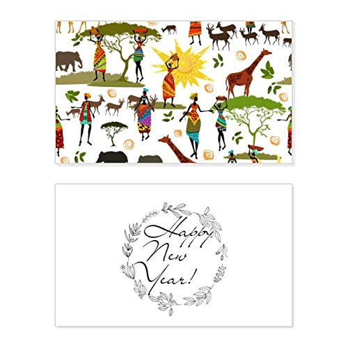 Tarjeta de Año Nuevo African Savanna con elegante diseño de animales de la sabana