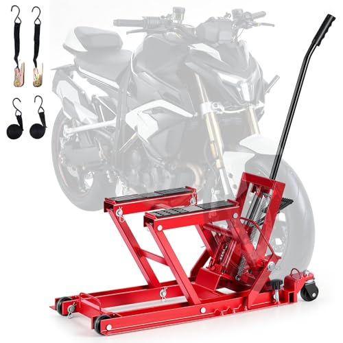 VEVOR Cric de Moto Hydraulique, Pont Élevateur Compact Charge 680 kg Plage de Levage Réglable 11,5-38,5 cm, pour Entretien Quad ATV Atelier, Lève Moto...