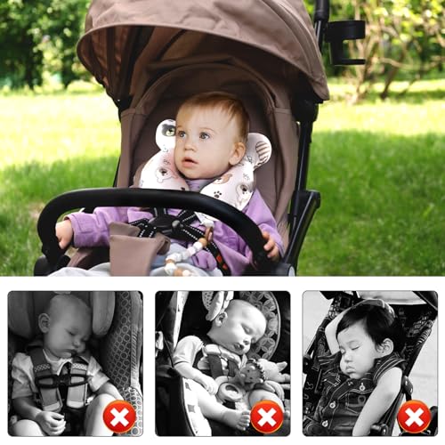 Image of vocheer Baby Travel Pillow(Upgraded), Head and Neck Support Pillow for Pushchair, Car Seat, Stroller, Bouncer, Cotton(Bear)