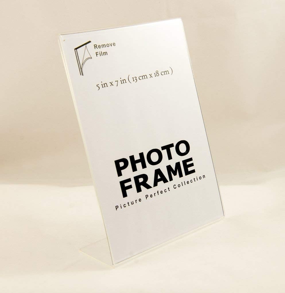 Photo Booth Frames - 5x7 Inch Clear Acrylic Slanted Back Vertical Picture Frame (12 Pack) + 7x5 Inch Clear Acrylic Slanted Back Horizontal Picture Frame (12 Pack)