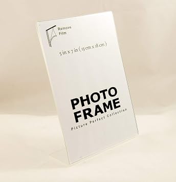 Photo Booth Frames - 5x7 Inch Clear Acrylic Slanted Back Vertical Picture Frame (12 Pack) + 7x5 Inch Clear Acrylic Slanted Back Horizontal Picture Frame (12 Pack)