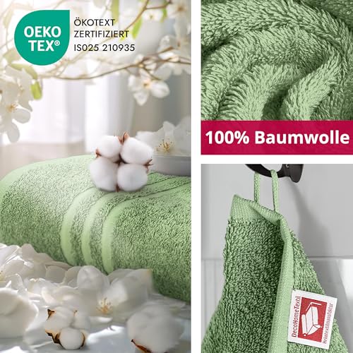 DecoHomeTextil Handtuch-Set 6 Waschlappen 15 x 21 cm in Salbeigrün aus 100% Baumwolle, hochwertig, kuschelweich und saugstark