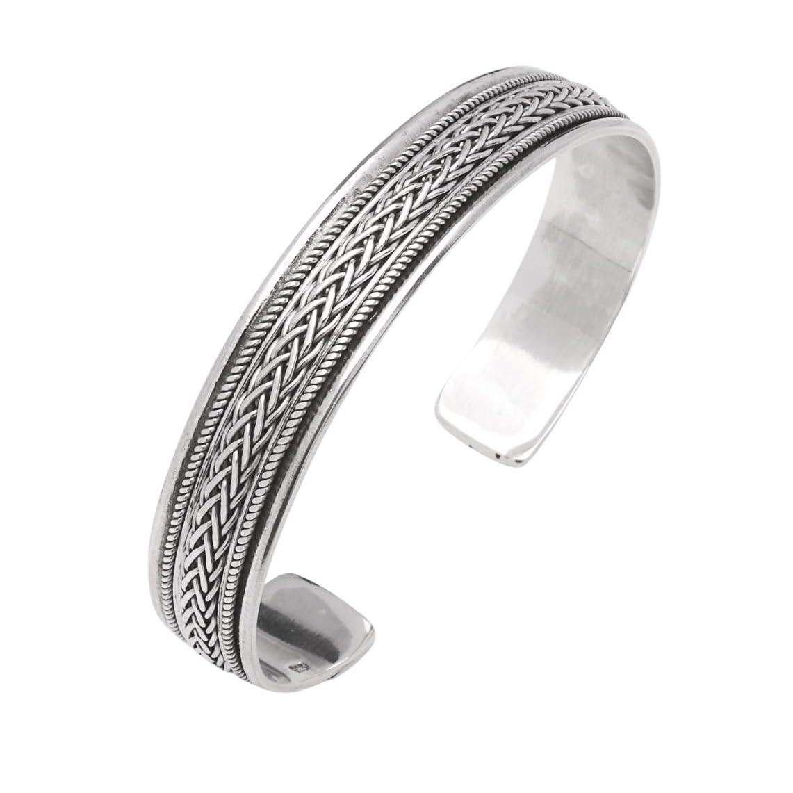 Treasure Bay Pulsera de plata de ley 925 maciza de 12 mm para hombre y mujer, 17.5 cm, Plata