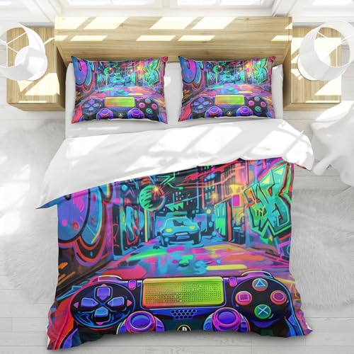 Parure de lit double jeux vidéo 155x220cm colorée