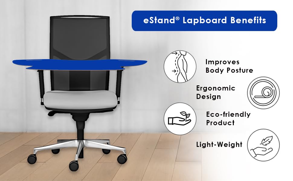 Image of Lap Board for Study | Home | Dining | Office | Laptop | Computer Desk | Reading & Writing | Multi-Purpose | Made in India | (Blue, SPIDER-LB-30X16-BLUE)
