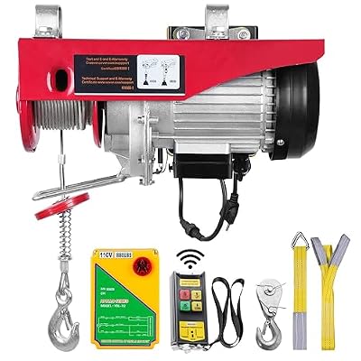 WACTO 880 lbs Electric Hoist, 850W 110V Steel Wire Winch with Wireless Remote Control, 40ft Lifting Height - for Garage Warehouse Factory