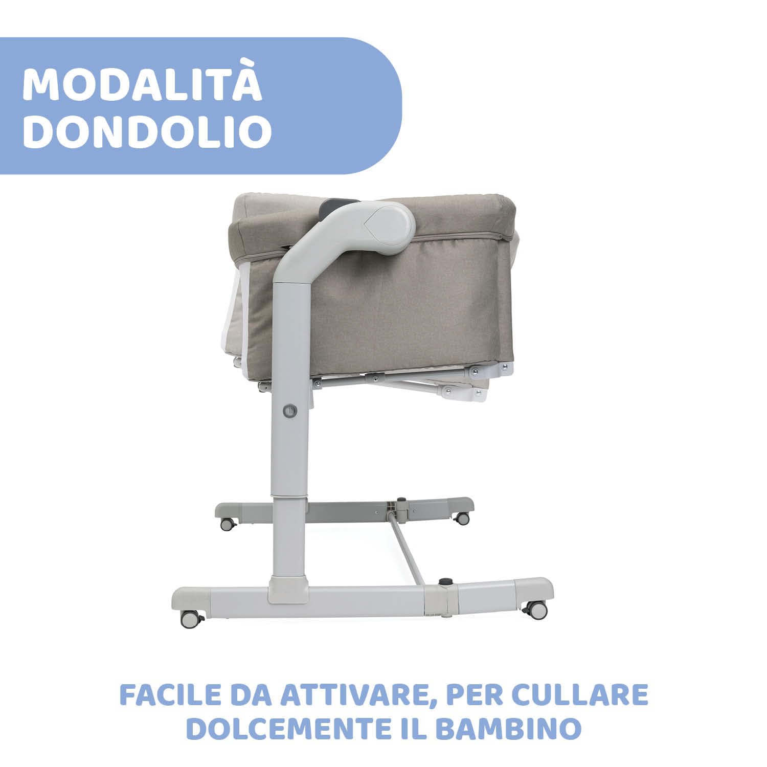 Chicco Next2Me Magic Evo, Culla Neonato Fianco Letto, con Modalità Dondolo, Spondina Apribile, 11 Livelli di Altezza, Altezza Regolabile, 4 Ruote, Materasso e Borsa da Viaggio Inclusi, Beige