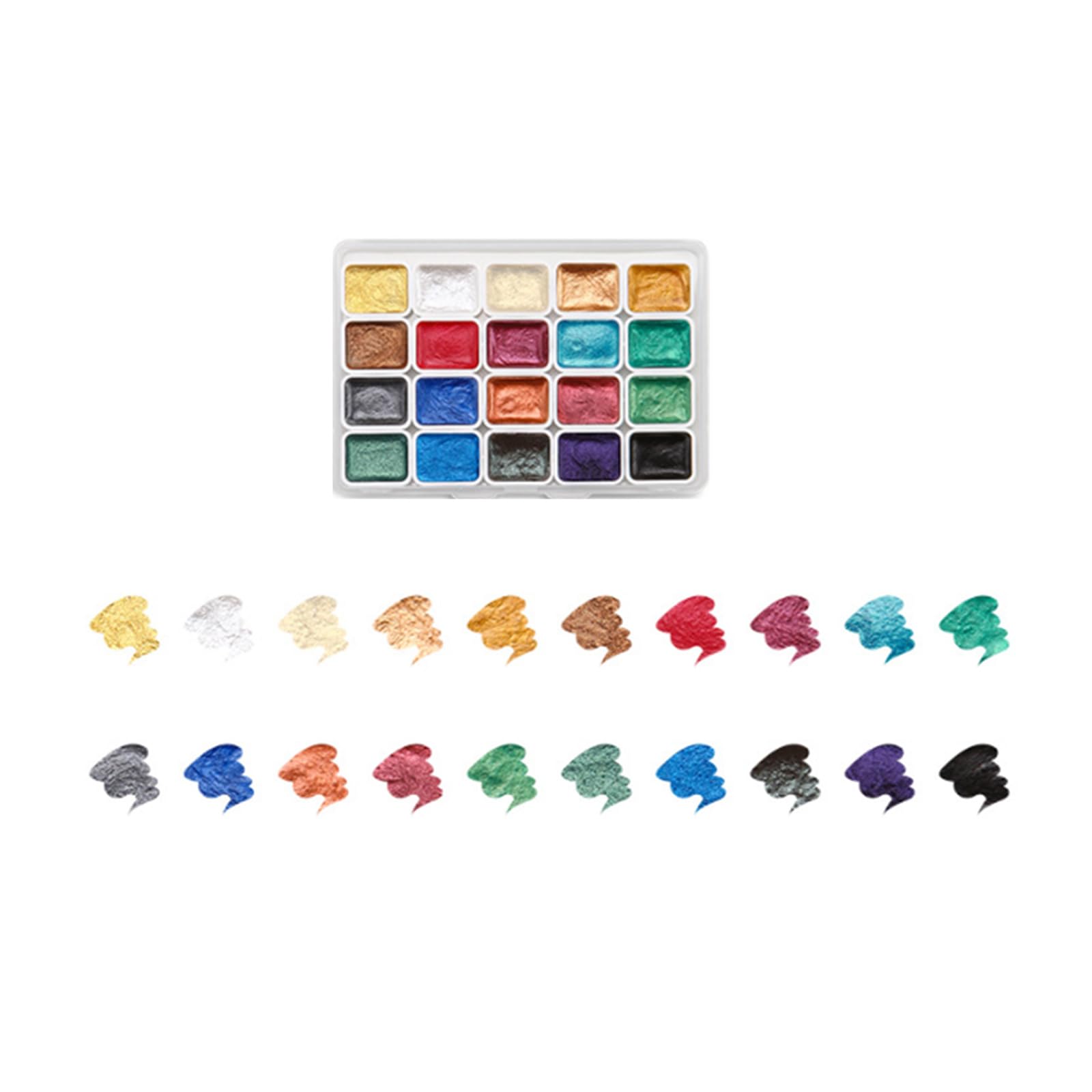20 Colors Glittering Watercolor Paint Set Pearlescent Pigment Drawing Supplies for Artists Students Hobbyists