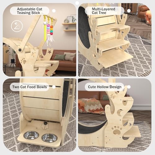 Upgraded Cat Wheel, Cat Running Wheel for Kitty's Longer LifeCat Exercise Wheel for Indoor Cats, Cat Treadmill with Cat House, Cat Stand CCC0111