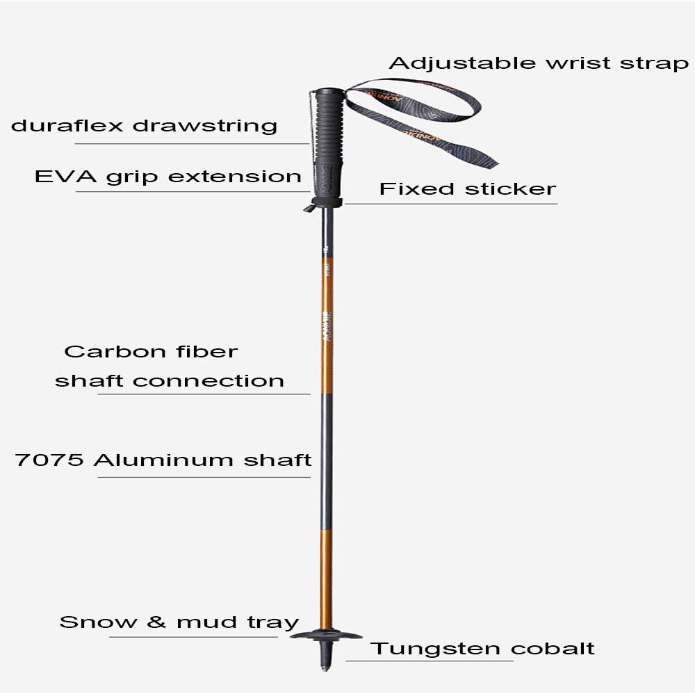 Trekking Hiking Poles - 2pc Pack Collapsible Folding Walking Sticks, Strong Lightweight Aluminum 7075 Carbon Fiber, with Extended EVA Grips, Ultralight for Backpacking Camping (A)