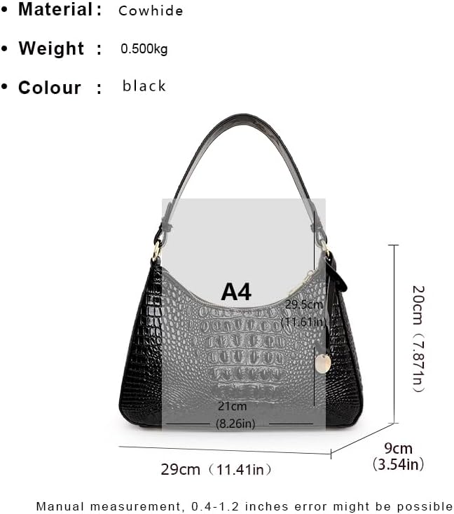 Genuine Leather Crocodile Pattern shoulder-handbags Vintage Crossbody Underarm Club Bagxin crescent bag - Image 3