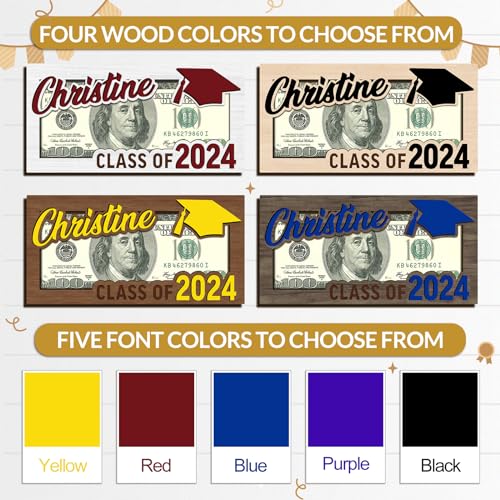 Personalized Graduation Money Holder Custom Wooden Graduation Card Box Cash Holder Envelope Class of 2025 Senior Money Gift for Graduates3