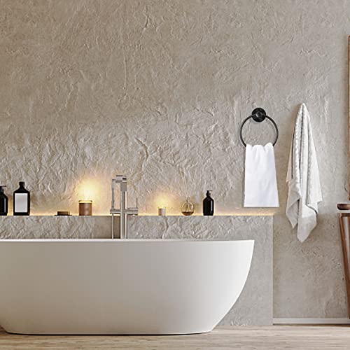 Industrial Black Toilet Paper Holder And Towel Ring, Bathroom Hardware Set, Wall Mounted Hardware Accessories, Includes Pipe Towel Rack Towel Ring, Matte Black Iron Finish For Bathroom 2Pcs #TOP3