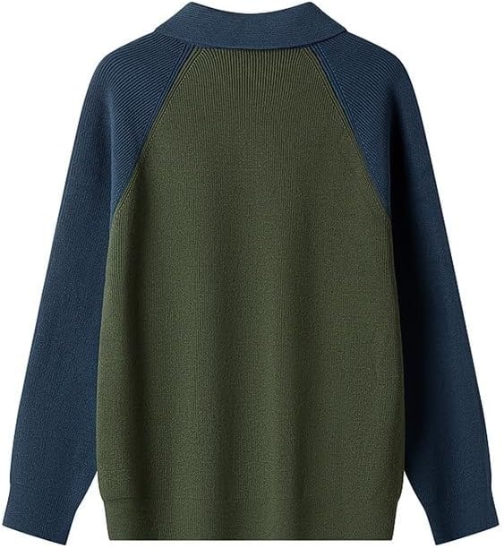 Men's Zipper Lapel Pullover Sweater Winter Casual Loose Knit Sweaters Gray