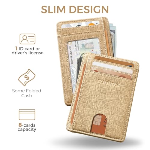 Image of RUNBOX Slim Minimalist Front Pocket RFID Blocking Leather Wallets for Men and Women Card Holder Wallets Gifts for men