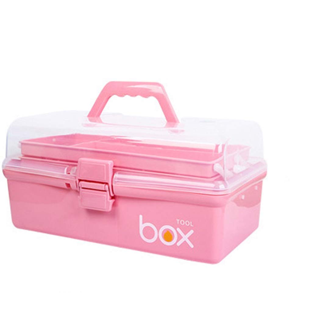 Caja de la medicina portátil XMING rosa L y organizador familiar con bandejas
