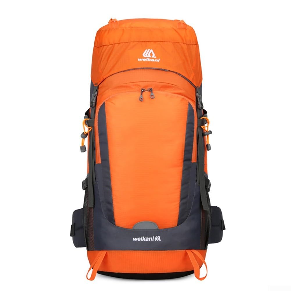 Zaino da trekking da 65 l, con copertura antipioggia, in nylon, impermeabile, per attività all'aperto, campeggio, trekking, arrampicata, viaggi, unisex, cinghie regolabili, retro in rete
