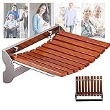 EEUK Duschsitz klappbar wandmontage Holz Edelstahl Klappsitz Dusche hochklappbar für die Dusche Stuhl klappbar Duschsitz für Senioren Wandklappstuhl, bis 200 kg(Size:376x137x303mm)
