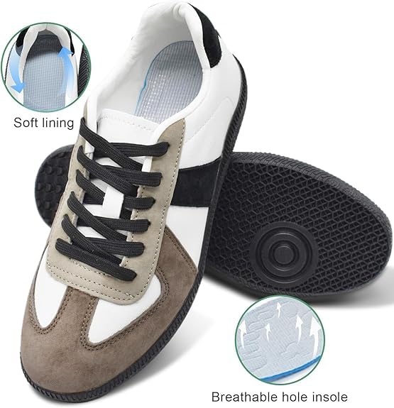 Mnplciea Sneakers for Women Classic Retro Gum Sole Fashion Sneaker Leather Casual Tennis Skate Shoes3