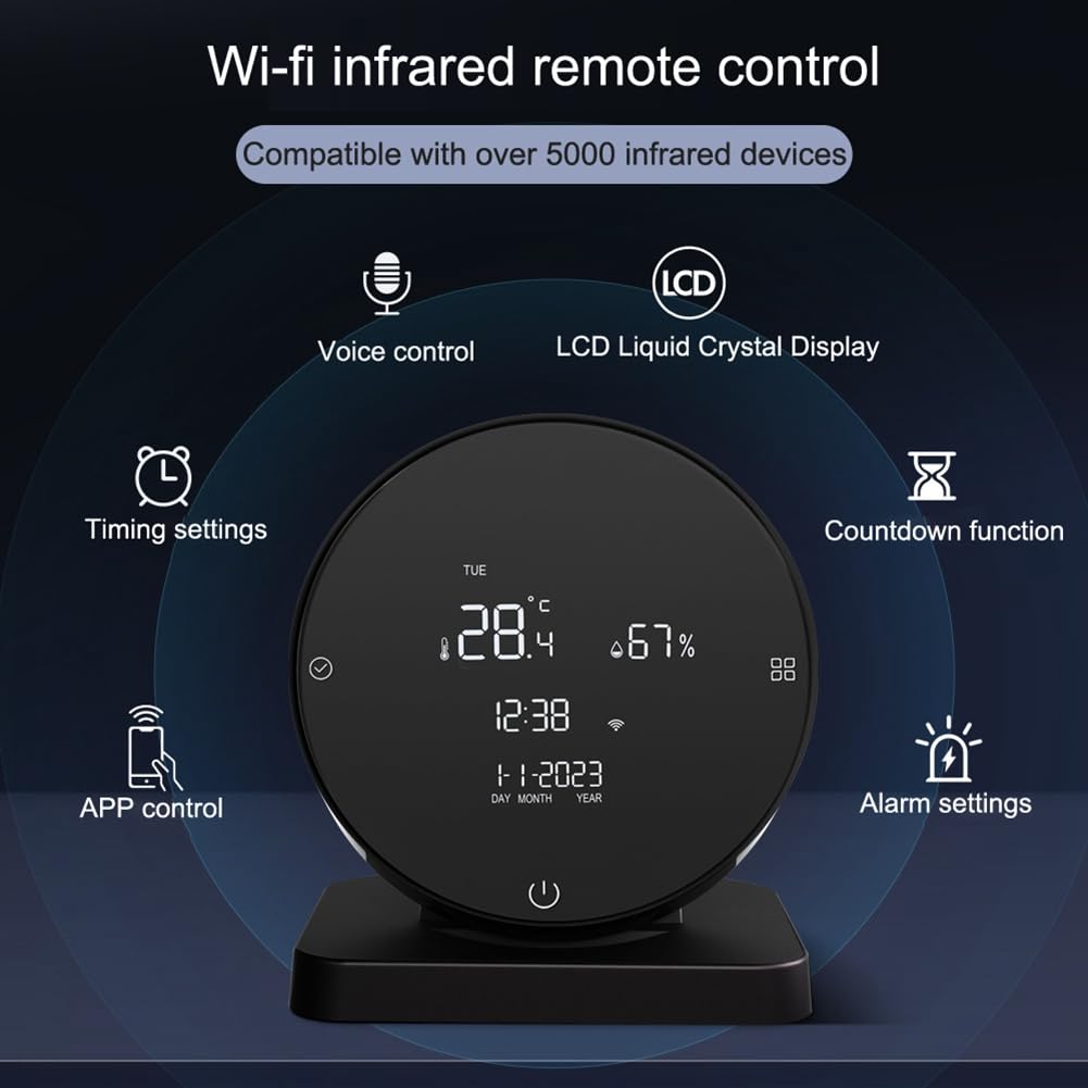DéTecteur de TempéRature et D'Humidité Rechargeable USB Tuya WIFI HygromèTre pour Chambre de ContrôLeur IR à éCran LCD