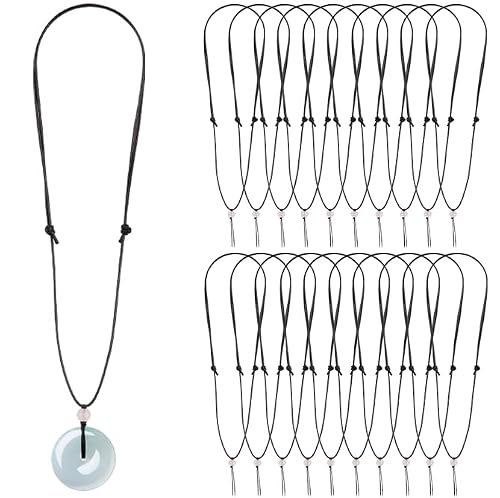 20Pcs Handmade Craft Vintage Cord Adjustable Necklaces for Hanging Pendants Cord Necklace for Jewelry Making Men Women (Black 1)