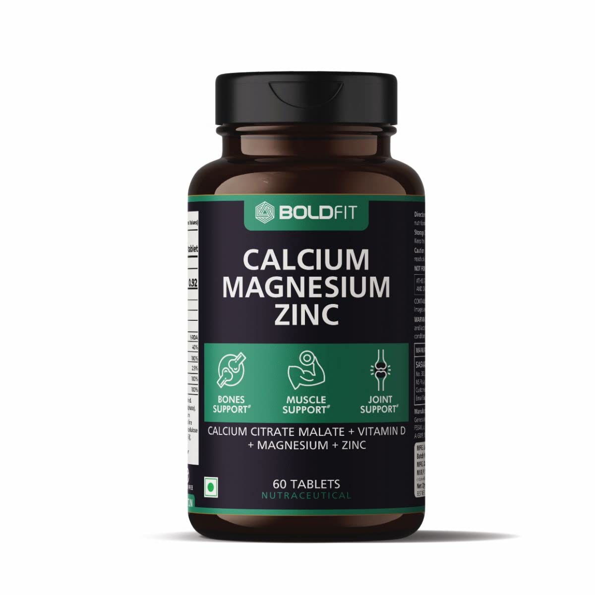 Boldfit Calcium Supplement 1000mg for Women and Men - 60 Vegetarian Tablets & Calcium Complex Supplement 1000mg (60 Vegetarian Tablets), 60 count
