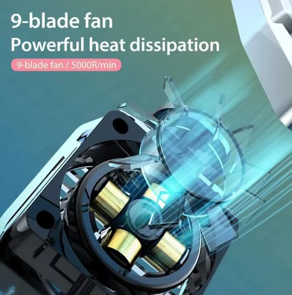 Phone Cooler for Gaming, Mobile Phone Cooling Fan Lightweight Quiet with RGB Light, Rechargeable Cellphone Radiator for 2.8-4 inches iPhone/Android, Universal Buckle Clamp