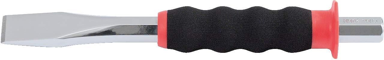 KS Tools 156.0251 Flat Chisel with Hand Guard Grip, Octagonal 10 mm, Multi-Coloured