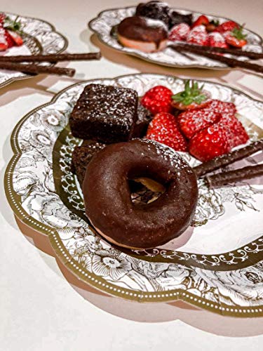 Talking Tables Party Porcelain Gold Vintage Porcelain Style Small Party, 3 Designs For Weddings, Anniversary, Afternoon Tea, Birthday, Pack Of 12, 6.5", Gold Paper Dessert Plates, 12 Count #TOP6