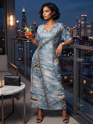 Image of Plus Size Maxi Tshirt Dress for Women Short Sleeve Dresses Loose Fit Summer