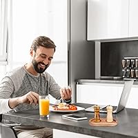 Vista 7 de GORGECRAFT Bandeja de madera para molinillo de sal y pimienta, bandeja de madera de acacia, molinillos y cocteleros, molinillo de sal y pimienta