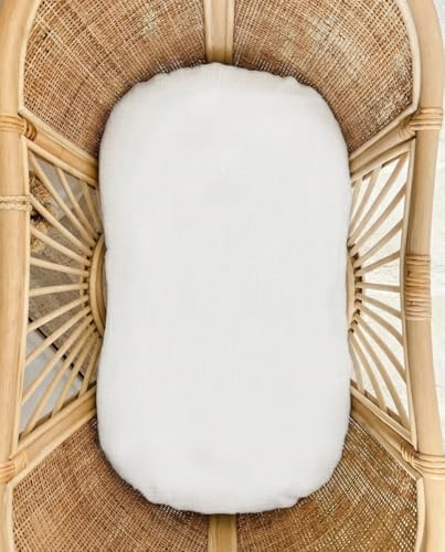 Image of Muslin Baby Lounger Cover 2 Pack, Soft Breathable Newborn Lounger Pillow Cover for Boys Girls Infant (White & White)