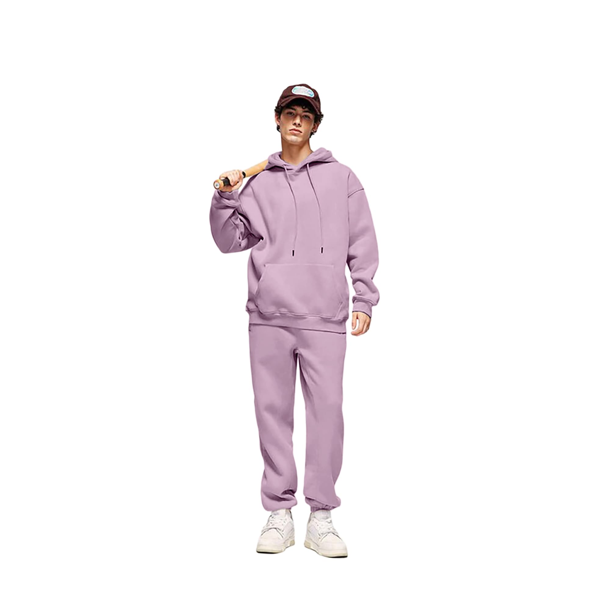 notwild winter wear warm thick sweatshirt with lower combo set for Men's lavander color-picture-29