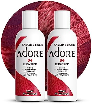 Adore Semi Permanent Hair Color - Vegan and Cruelty-Free Red Hair Dye - 4 Fl Oz - 064 Ruby Red (Pack of 2)