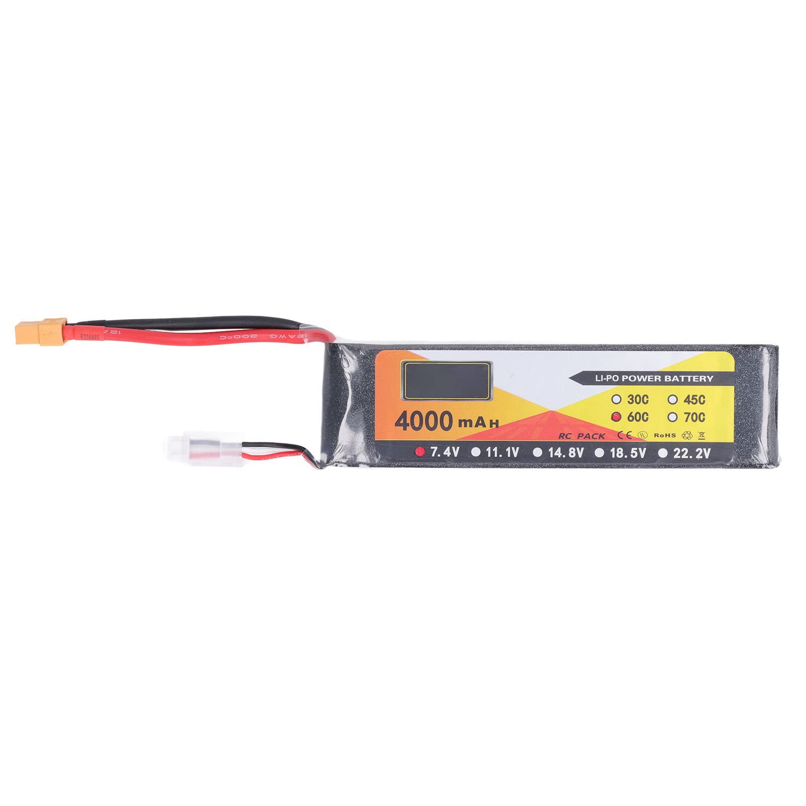 RC-Lipo-Akku, 7,4 V, 4000 mAh, 60 °C Entladerate, 2S, XT60-Stecker, Hochleistungs-Stromversorgung für ferngesteuerte Fahrzeuge, Autos, LKWs