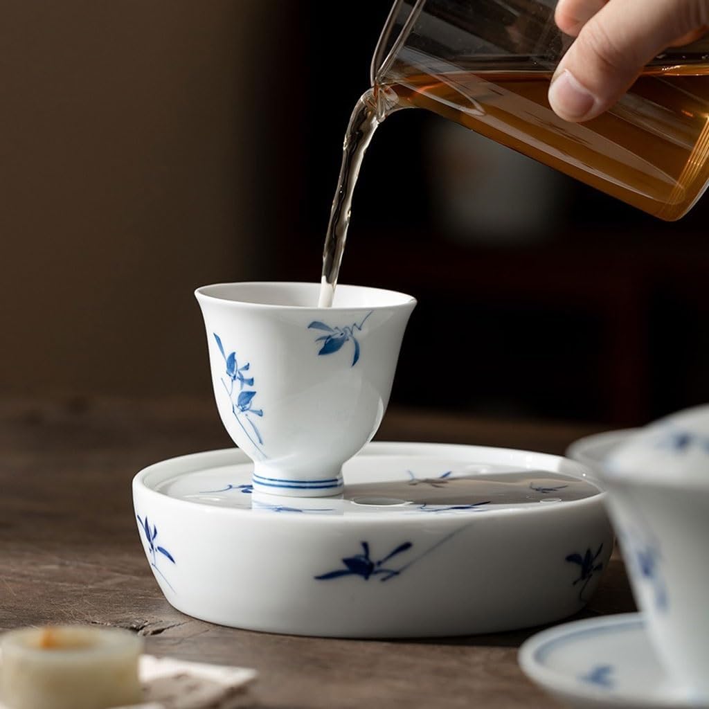 GSOUL Kungfu Tea cup Party Exquisite Hand-painted Phalaenopsis Tea Cup Men's Large Single Ceramic Personal Kung Fu Set Small Tea Cups