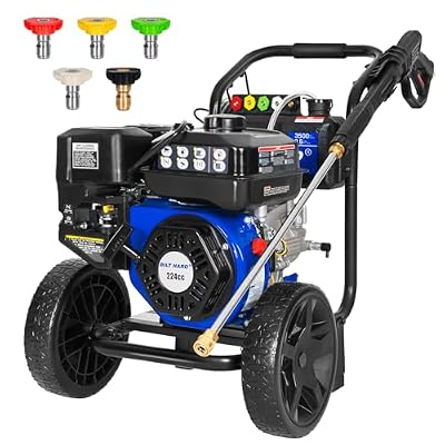 BILTHARD 3500 PSI Gas Pressure Washer, 2.5 GPM Heavy Duty Power Washer with 224cc 4 Cycle Engine, Spray Gun and Wand, 5 Quick Connect Nozzle Tips, 3/5 Inch x 25 Foot Hose, 49 State Compliant