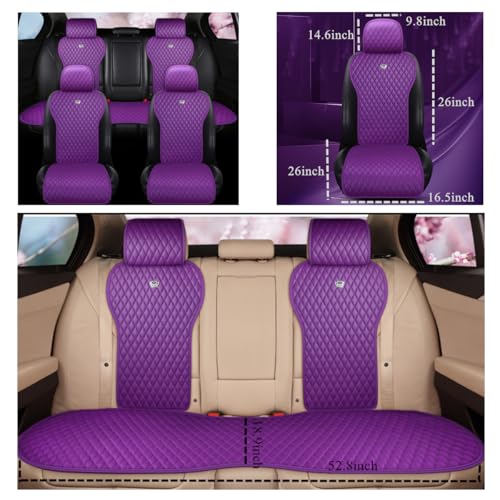Image of Red Rain Purple Car Seat Cover Leather Auto Seat Cushion Covers 2 /3 Covered Cute Car Seat Protector 11PCS Universal Fit Car /Auto /Truck /SUV (A-Purple)