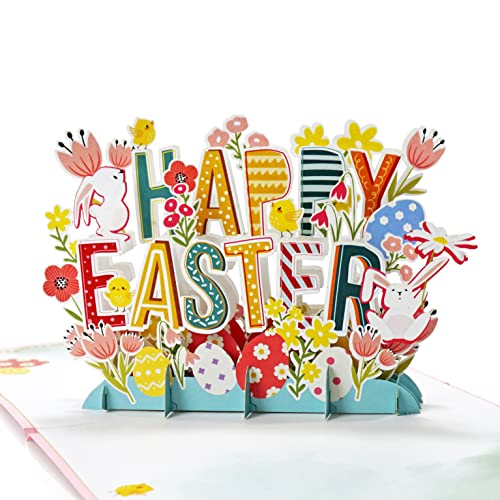 CUTPOPUP - Tarjetas de Pascua 3D, tarjeta de felicitación de comer, tarjetas emergentes de Pascua de conejo (texto) US8-16 UK