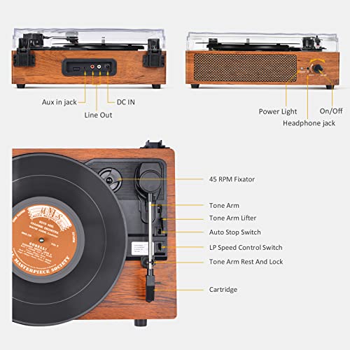 Tourne-Disque Vinyle avec Haut-Parleurs Intégrés Prise en Charge de la Platine Vinyle sans Fil Vintage Casque 3 Vitesses… - Les Beatles, Paul McCartney, John Lennon, RIngo Starr, George Harrison Tourne-Disque Vinyle avec Haut-Parleurs Intégrés Prise en Charge de la Platine Vinyle sans Fil Vintage Casque 3 Vitesses… – Image 4
