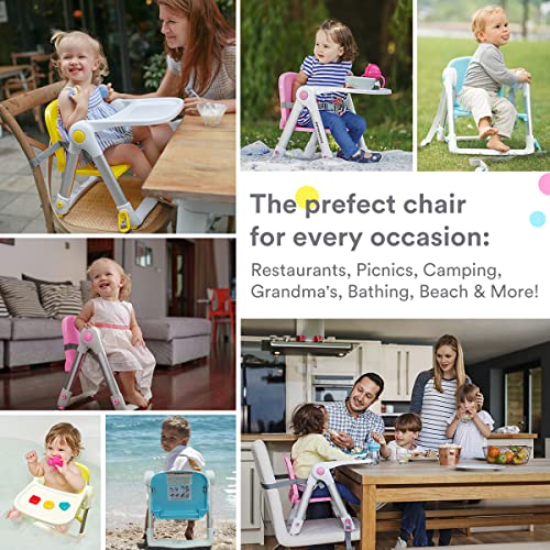 Flippa Baby Booster Seat For Dining Table, Folding Portable Booster Chair For Toddlers Eating With Tray And Seat Belt Yellow #TOP5