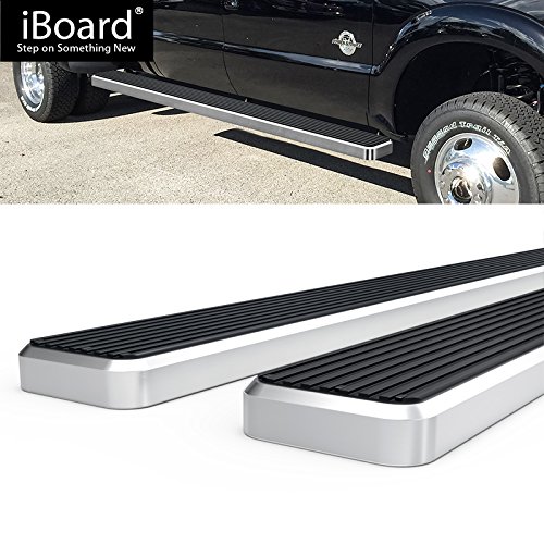 Wheel-To-Wheel Eboard Running Board 6" Silver Fits 1999-2016 F250 / F350 Super Duty Crew Cab Pickup 5.5Ft Short Bed (Nerf Bar | Side Steps | Side Bars) #TOP1