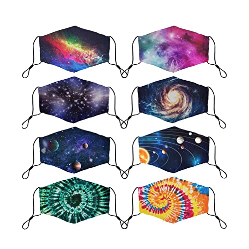 Doset Kids Cloth Face Mask Reusable Washable Cute Children Face Masks Adjustable Galaxy Tie-Dye Masks For Girls Boys Pack Of 8 #TOP2