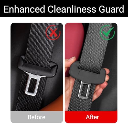 2PCS Silicone Car Seat Belt Buckle Covers, Non-Slip Anti-Scratch Seat Belt Stopper Guard, Universal Car Interior Accessories (Black) - 3