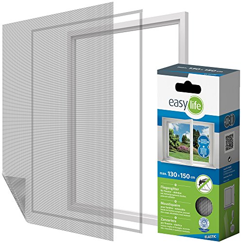 Preisvergleich Produktbild Elastic Insektenschutz Fliegengitter Fenster 130 x 150 cm weiss