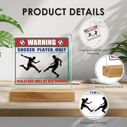 Soccer Decorations, Soccer Room Decor Gifts, Soccer Player Only Acrylic Sign for Bedroom, Sports Bar, Gym, Home, Unique Gift for Football Lovers — view 5