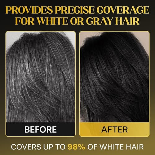 Image of FEORA Hair Colour Comb Waterproof Grey Hair Coverage Touch up Stick Hair Dye Comb Instant Hair Colour Hair Color Black White Hair Coverage Touch Up Stick Brush Pen BLACK