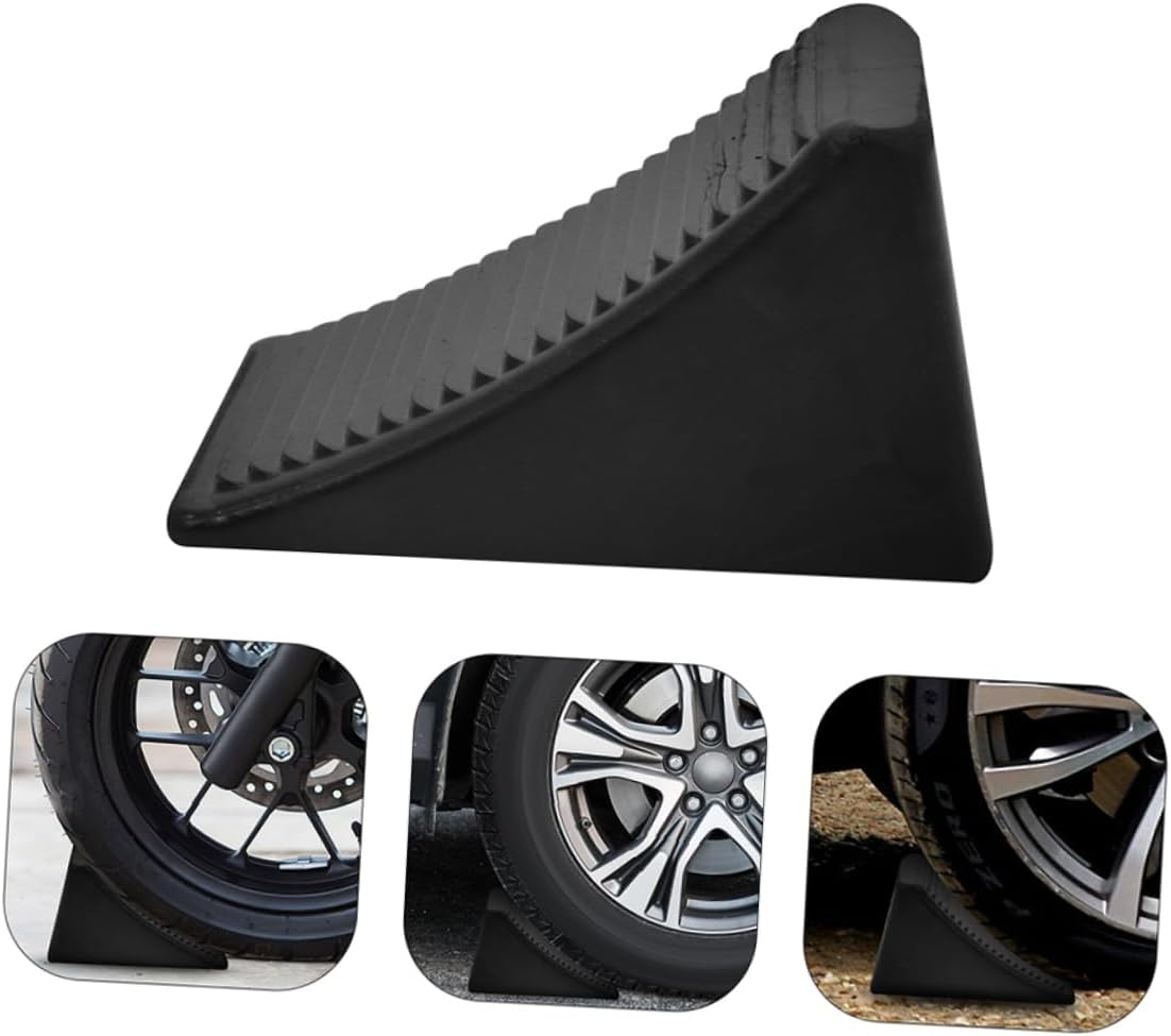 2pcs Non-Slip Rubber Wheel Chocks Durable Triangular Wheel Stoppers for Rvs Trailers Campers and Trucks Anti-Slip Design for Enhanced Stability and Safety